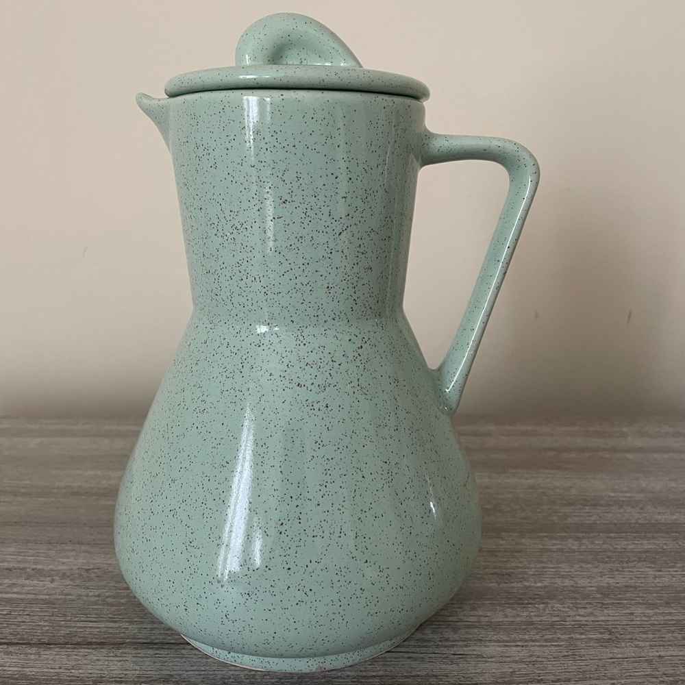 Brush McCoy Speckled Green Pottery Coffee Pot Carafe Pitcher MCM